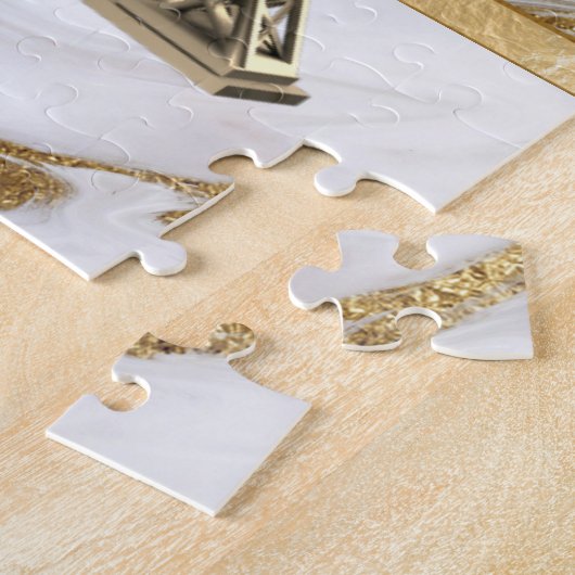 Personalisiertes Eiffelturm Gold, Rose aus schwarz Puzzle (Seite)