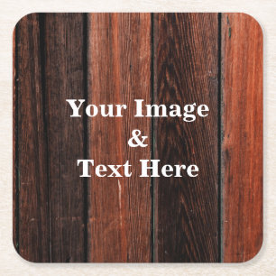 Personalisiertes Eigenes Foto Holz Quadrat P Rechteckiger Pappuntersetzer