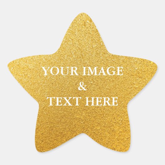 Personalisiertes eigenes Foto & Text Gold Sta Stern-Aufkleber (Vorderseite)