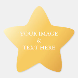 Personalisiertes eigenes Foto & Text Gold Stern-Aufkleber