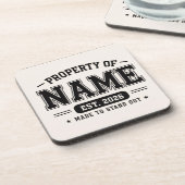 Personalisiertes Eigentum des Namens – Varsity-Sti Getränkeuntersetzer (Linke Seite)