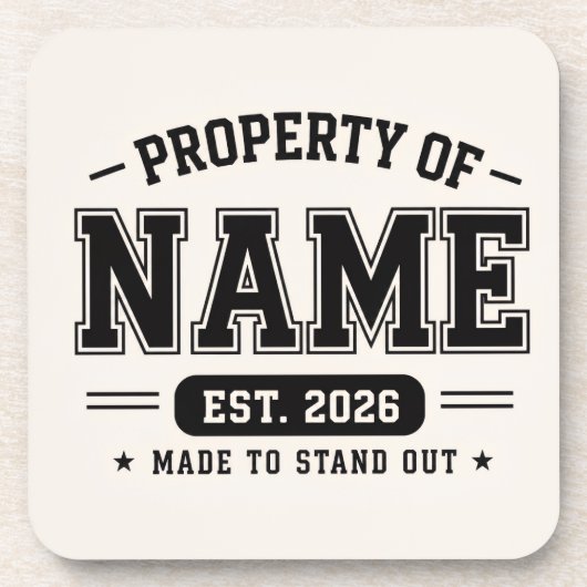 Personalisiertes Eigentum des Namens – Varsity-Sti Getränkeuntersetzer (Vorderseite)
