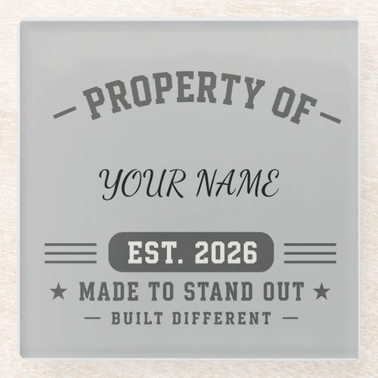 Personalisiertes Eigentum des Namens – Varsity-Sti Glasuntersetzer (Vorderseite)