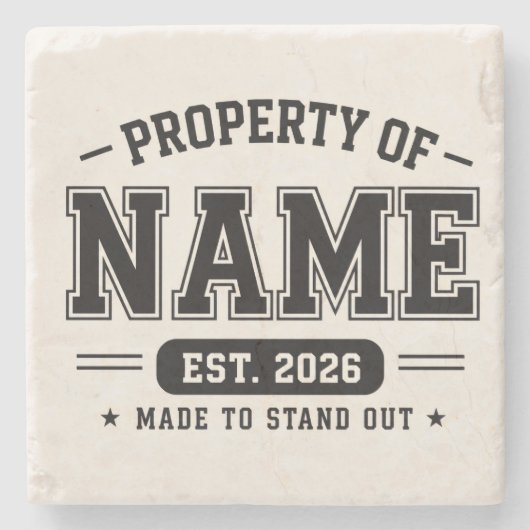 Personalisiertes Eigentum des Namens – Varsity-Sti Steinuntersetzer (Vorderseite)