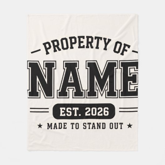 Personalisiertes Eigentum von Name – Varsity-Stil Fleecedecke (Vorderseite)