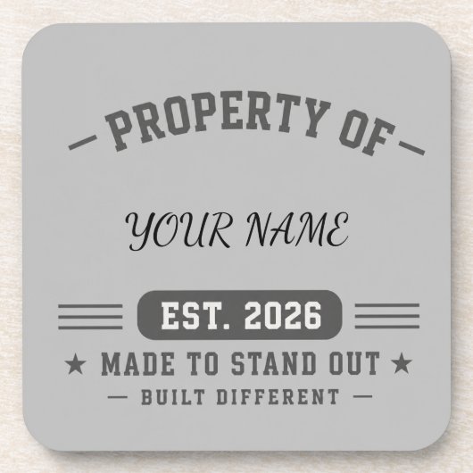 Personalisiertes Eigentum von Name – Varsity-Stil  Getränkeuntersetzer (Vorderseite)
