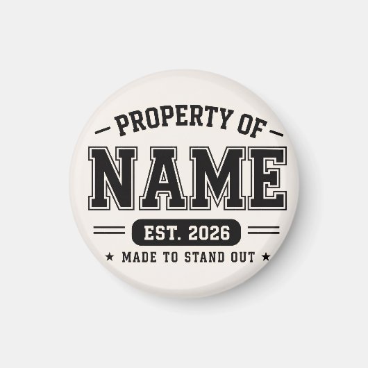 Personalisiertes Eigentum von Name – Varsity-Stil  Magnet (Vorne)