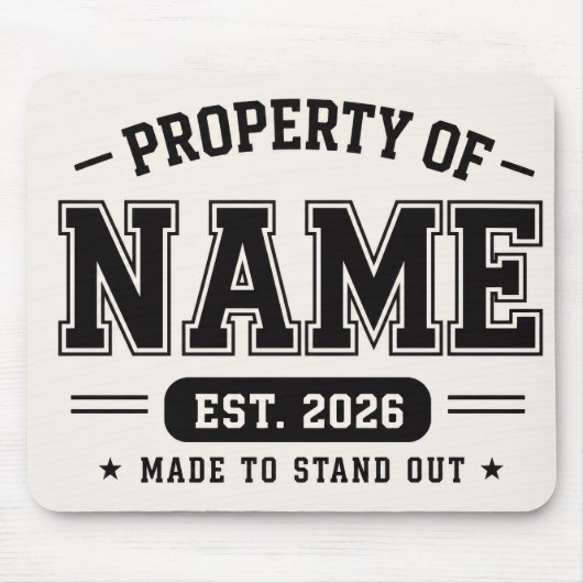 Personalisiertes Eigentum von Name – Varsity-Stil Mousepad (Vorne)