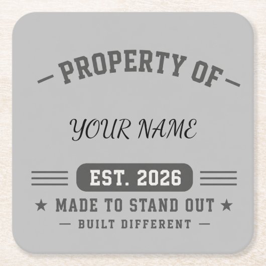 Personalisiertes Eigentum von Name – Varsity-Stil Rechteckiger Pappuntersetzer (Vorderseite)