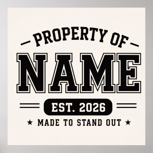 Personalisiertes Eigentum von Name – Varsity Style Poster (Vorne)
