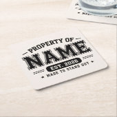 Personalisiertes Eigentum von Name – Varsity Style Rechteckiger Pappuntersetzer (angewinkelt)