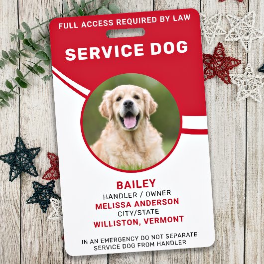 Personalisiertes Einfach-Red-Service-Dog-Foto-ID-Z Ausweis