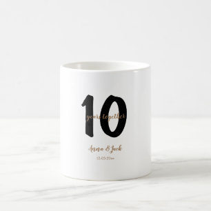 personalisiertes einfaches 10-jähriges Jubiläums Kaffeetasse
