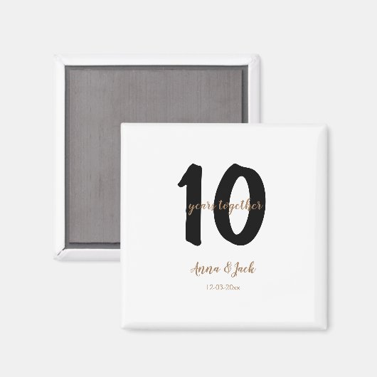 personalisiertes einfaches 10-jähriges Namensdatum Magnet (Vorderseite/Rückseite)