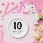 personalisiertes einfaches 10-jähriges Namensdatum Pappteller (Party)