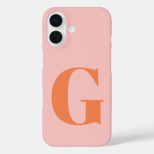 Personalisiertes einfaches fettes Monogramm Rosa u iPhone 16 Hülle