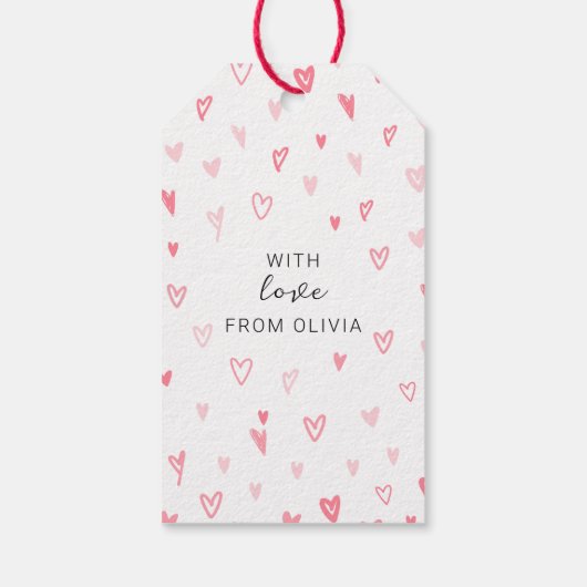 Personalisiertes Einfaches Herz Gemustert Valentin Geschenkanhänger (Rückseite)