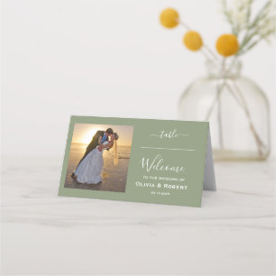 Personalisiertes einfaches Hochzeitsszenario-Foto Platzkarte