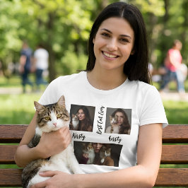 Personalisiertes einfaches Katzenfoto und Namensan T-Shirt