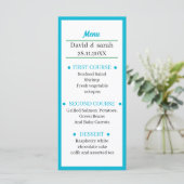 Personalisiertes einfaches Light Blue Hochzeitsess Menükarte (Stehend Vorderseite)