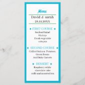 Personalisiertes einfaches Light Blue Hochzeitsess Menükarte (Vorderseite)