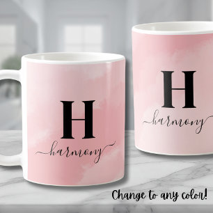 Personalisiertes einfaches modernes rosa Monogramm Kaffeetasse