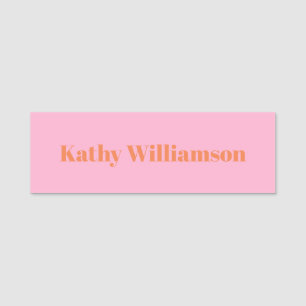 Personalisiertes Einfaches Modernes Rosa Orange Kr Namensschild