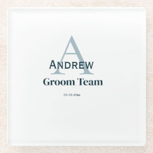 personalisiertes einfaches Monogramm Bräutigam Tea Glasuntersetzer