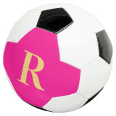 Personalisiertes einfaches Monogramm, Hot Pink Fußball (Dreiviertel)