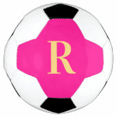 Personalisiertes einfaches Monogramm, Hot Pink Fußball (Vorderseite)