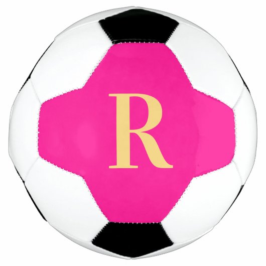 Personalisiertes einfaches Monogramm, Hot Pink Fußball (Vorderseite)