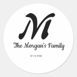 personalisiertes einfaches Monogramm mit Ihrem Nam Runder Aufkleber
