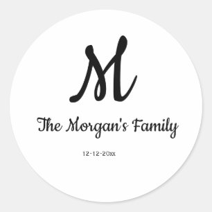 personalisiertes einfaches Monogramm mit Ihrem Nam Runder Aufkleber