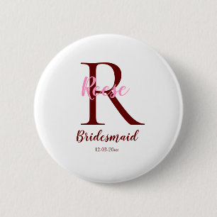 personalisiertes einfaches Monogramm Name Brautjun Button
