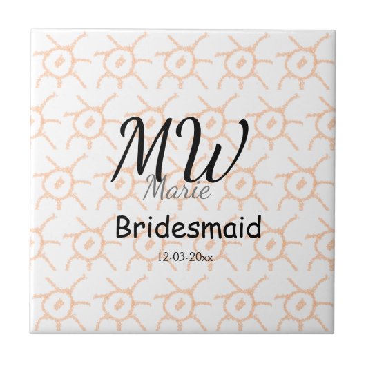 personalisiertes einfaches Monogramm Name Brautjun Fliese (Vorderseite)