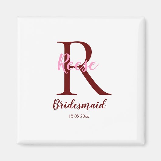 personalisiertes einfaches Monogramm Name Brautjun Magnet (Vorne)