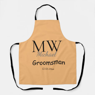 personalisiertes einfaches Monogramm Name Trauzeug Schürze