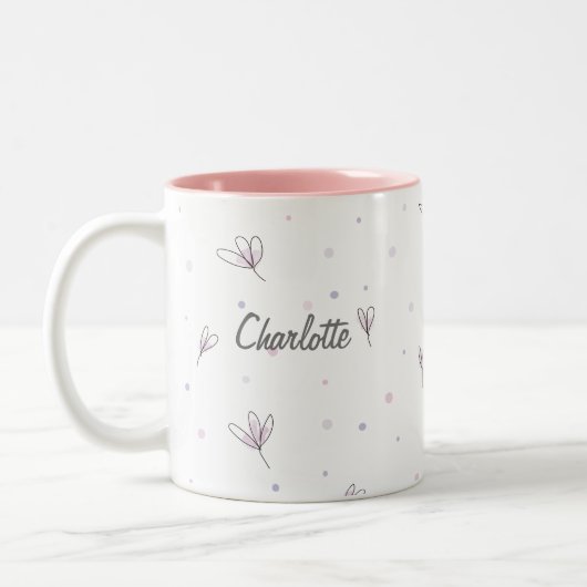 Personalisiertes, einfaches Namensvorlagenbüro in  Zweifarbige Tasse (Links)