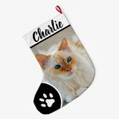 Personalisiertes einfaches Pfoten-Haustier-Foto-Mo Großer Weihnachtsstrumpf (Rückseite (Hängend))