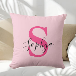 Personalisiertes einfaches rosa Monogramm Kissen