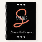 Personalisiertes einfaches Schwarzes Script Monogr Notizblock (Vorderseite)