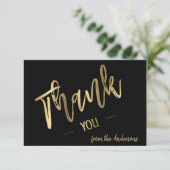 Personalisiertes einfaches Script Gold Flat Vielen Dankeskarte (Stehend Vorderseite)