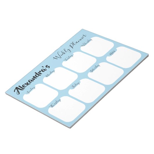 Personalisiertes, einfaches Wochenplannotiz Notizblock (angewinkelt)