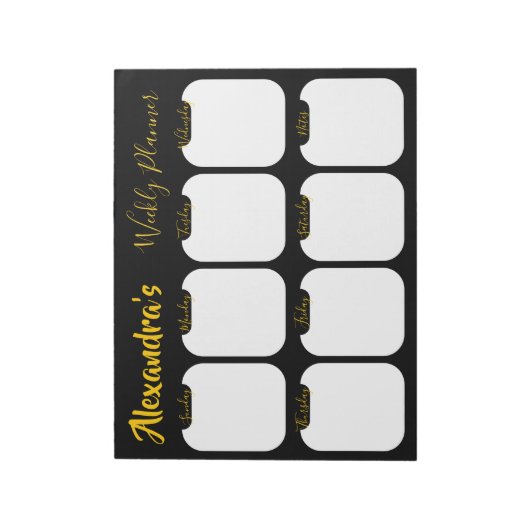 Personalisiertes, einfaches Wochenplannotiz Notizblock (Rotiert)