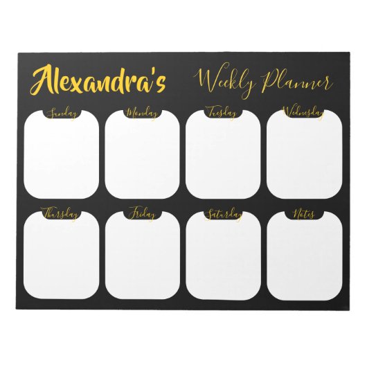 Personalisiertes, einfaches Wochenplannotiz Notizblock (Vorderseite)