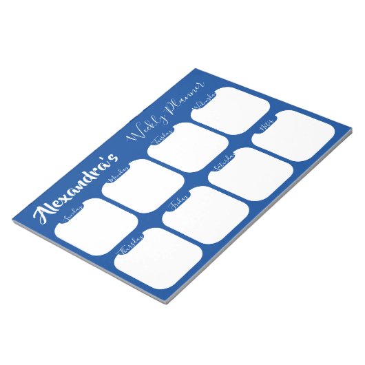 Personalisiertes, einfaches Wochenplannotiz Notizblock (angewinkelt)