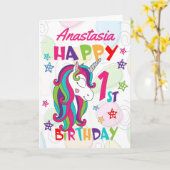 Personalisiertes Einhorn 1. Geburtstag Karte (Gelbe Blume)