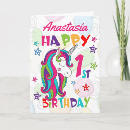 Personalisiertes Einhorn 1. Geburtstag Karte