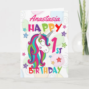 Personalisiertes Einhorn 1. Geburtstag Karte