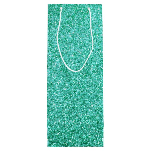 Personalisiertes Einhorn Aquamariner Glitzer Weinb Geschenktüte Für Weinflaschen (Rückseite)